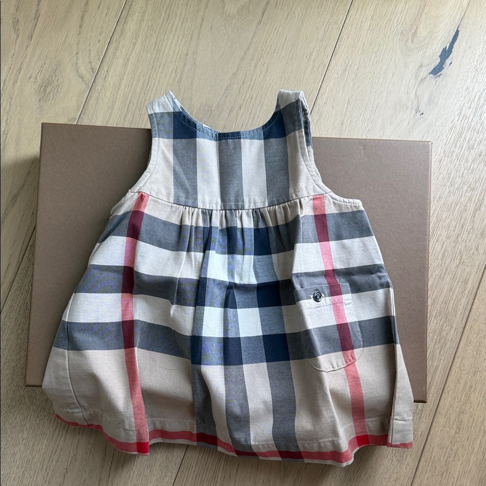 Burberry Kids Dress in Beige, Red, and Blue Check